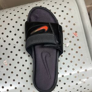 Nike Black Slide Sandal with Orange Swoosh